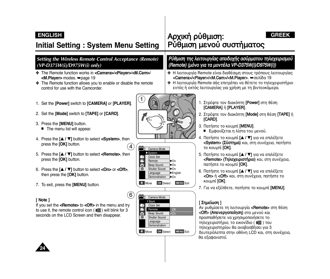 Samsung VP-D975WI/MEA, VP-D375W/XEF, VP-D371W/XEF, VP-D371/XEF, VP-D372WH/XEF, VP-D975W/XEF manual ˝ËÏÈÛÁ ÏÂÌÔ˝ ÛıÛÙﬁÏ·ÙÔÚ 