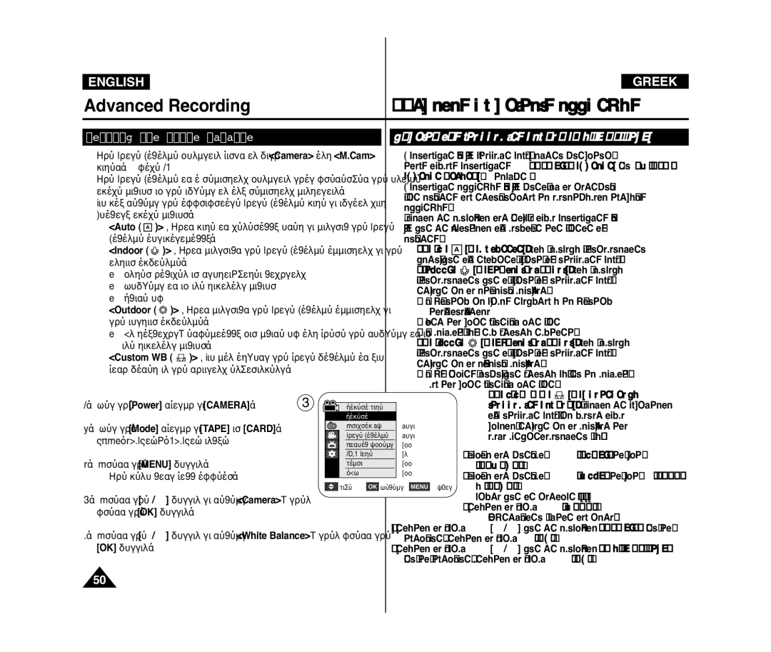 Samsung VP-D372WH/XEF, VP-D375W/XEF, VP-D371W/XEF Setting the White Balance, ˝ËÏÈÛÁ ÙÁÚ …ÛÔÒÒÔﬂ·Ú ÎÂıÍÔ˝ White Balance 