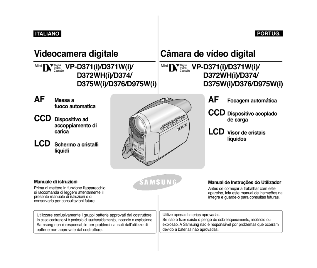 Samsung VP-D371/XEE, VP-D371/XEF, VP-D371W/XEO manual VP-D371i/D371Wi D372WHi/D374 D375Wi/D376/D975Wi, AD68-01227H 