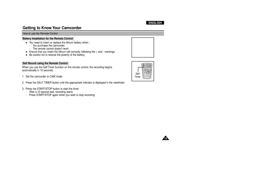 Samsung VP-D340, VP-D380 manual How to use the Remote Control, Battery Installation for the Remote Control 