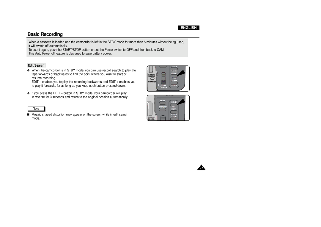 Samsung VP-D340, VP-D380 manual Edit Search 