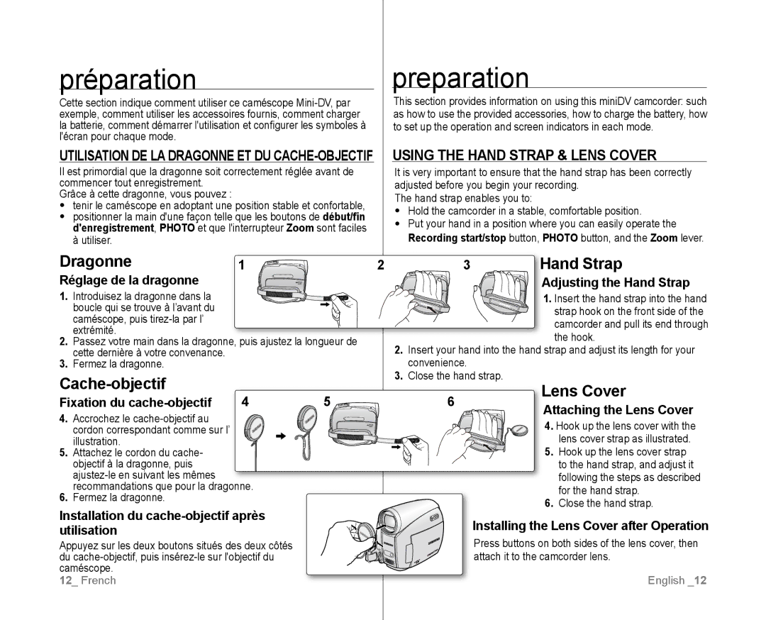 Samsung VP-D382H/XEF, VP-D381/EDC, VP-D381/XEF, VP-D385I/MEA, VP-D382/EDC, VP-D381/CAN, VP-D382/XEO Préparation, Preparation 