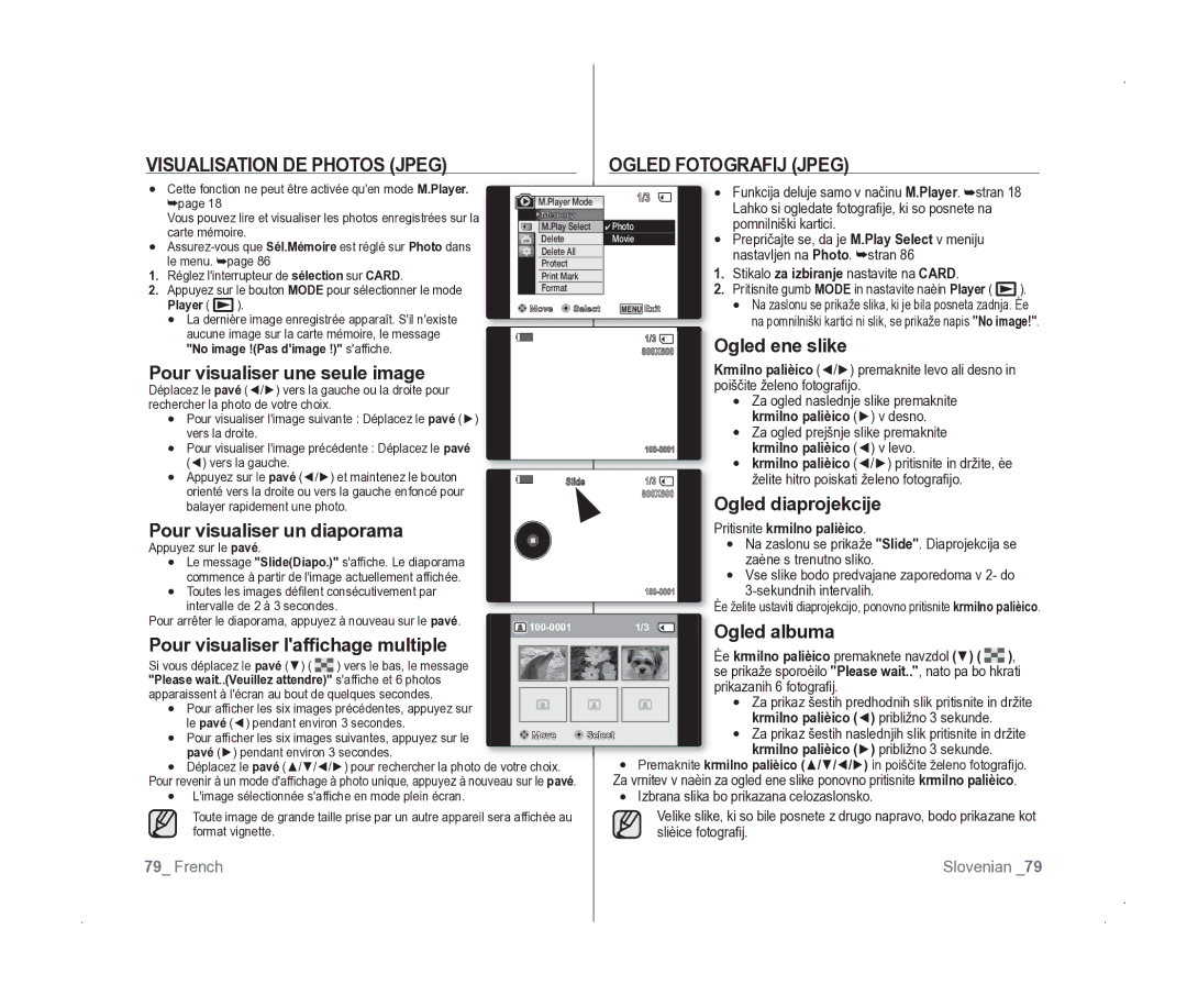 Samsung VP-D381/EDC manual Visualisation DE Photos Jpeg Ogled Fotografij Jpeg 