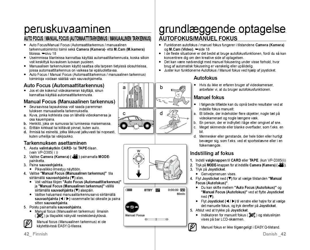 Samsung VP-D381/XEE manual AUTOFOKUS/MANUEL Fokus 