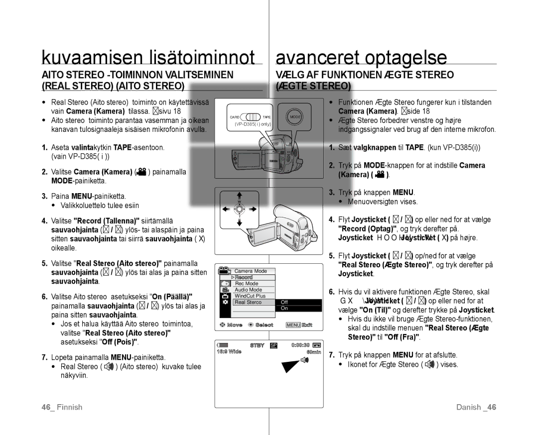 Samsung VP-D381/XEE manual Finnish 