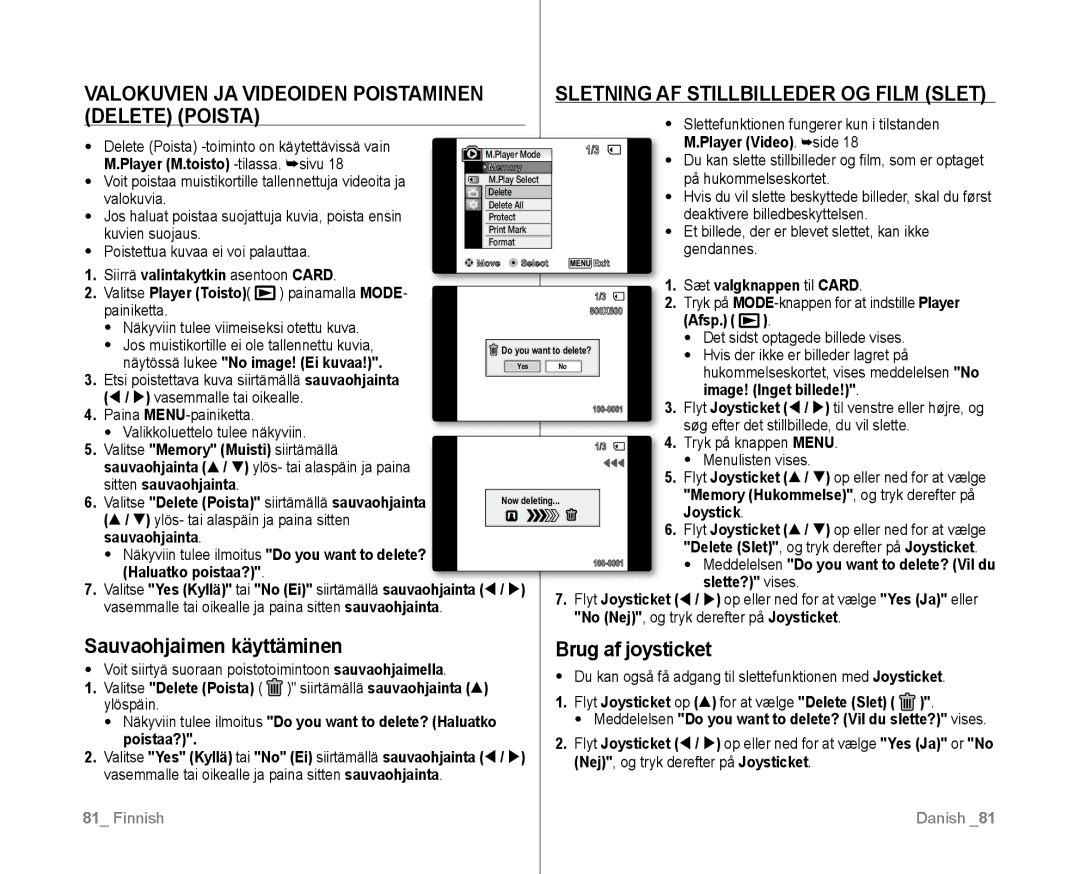 Samsung VP-D381/XEE manual Sauvaohjaimen käyttäminen, Player M.toisto -tilassa.sivu, Image! Inget billede 