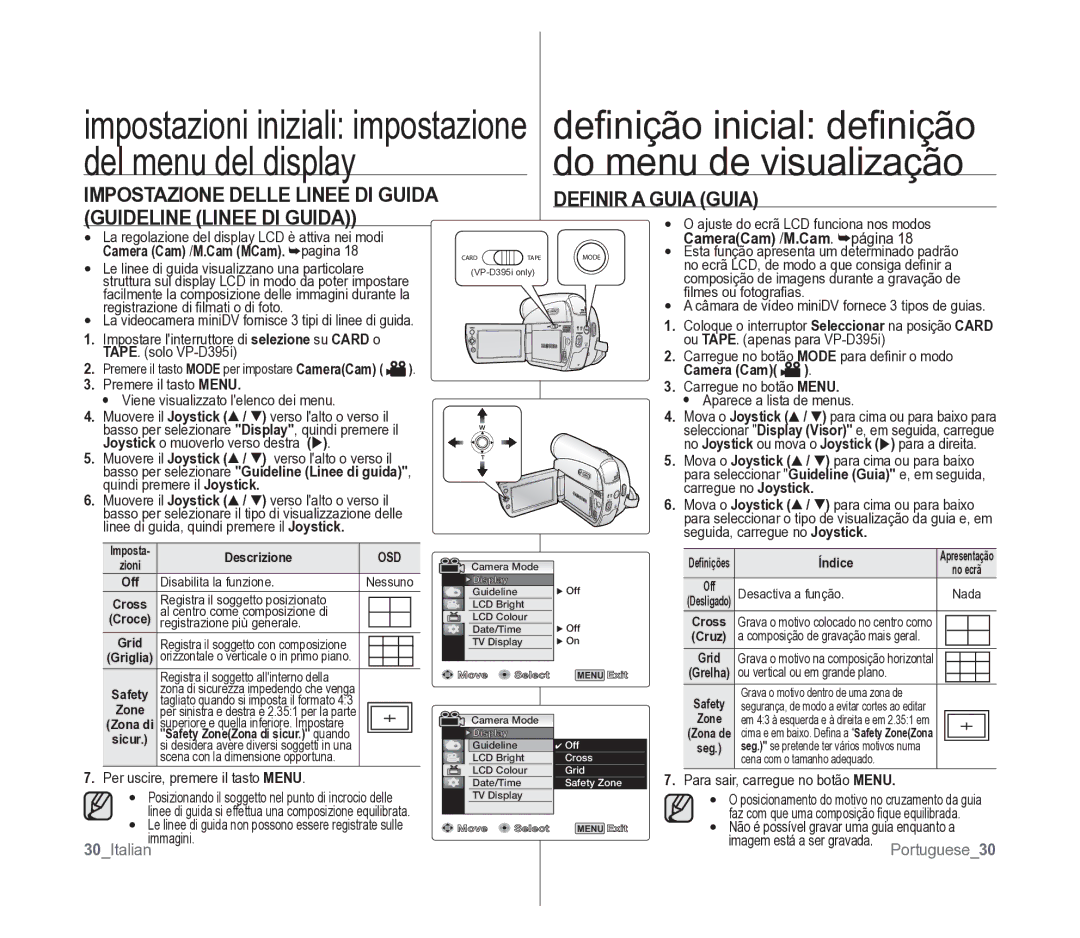 Samsung VP-D391/EDC manual 30Italian 