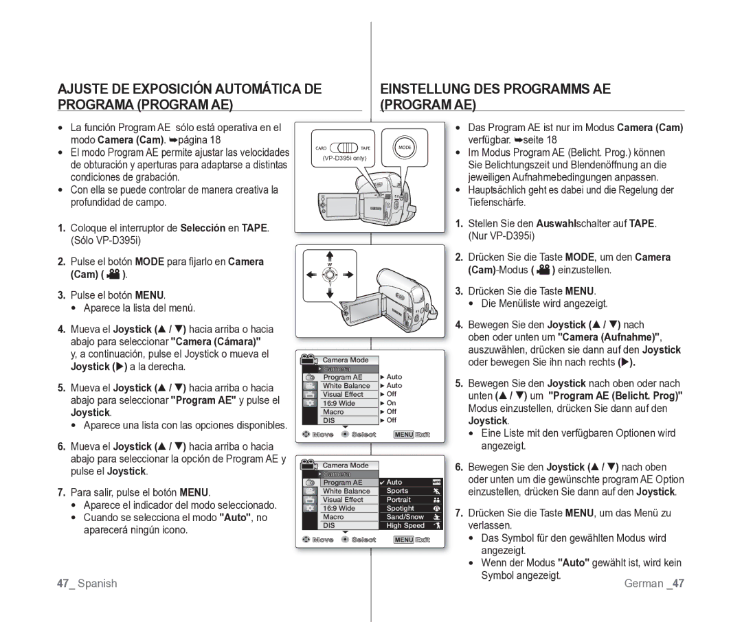 Samsung VP-D391/EDC manual Cam 