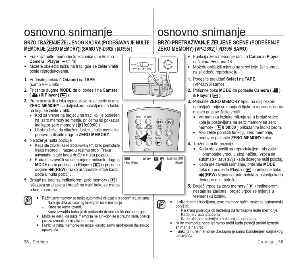 Samsung VP-D391/EDC manual Camera i Player. str 