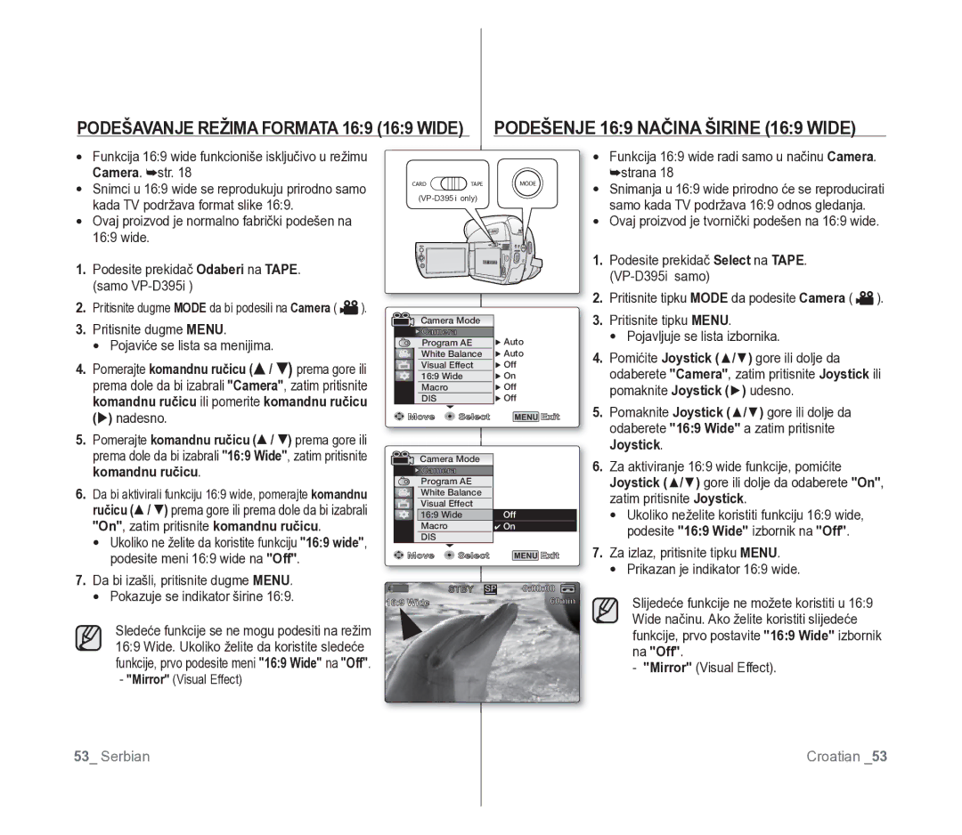 Samsung VP-D391/EDC manual Na Off 