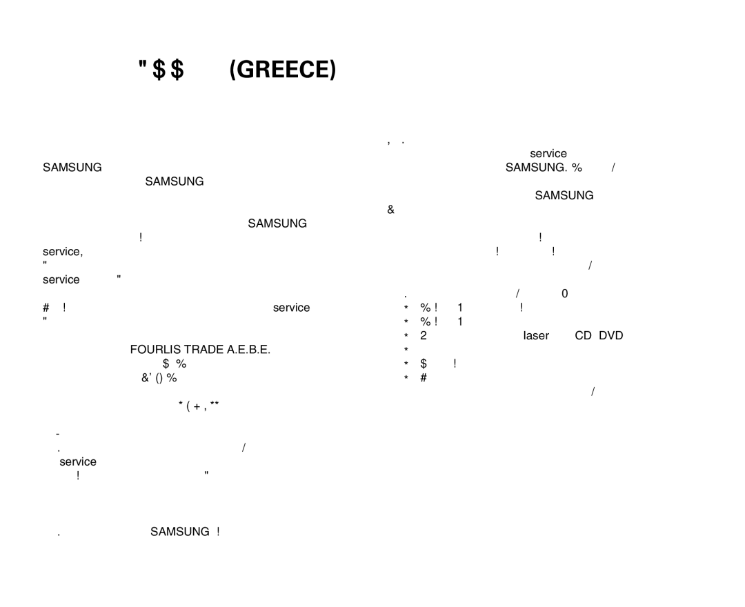 Samsung VP-D453(i), VP-D451(i), VP-D455(i), VP-D454(i) manual Ellas Greece 