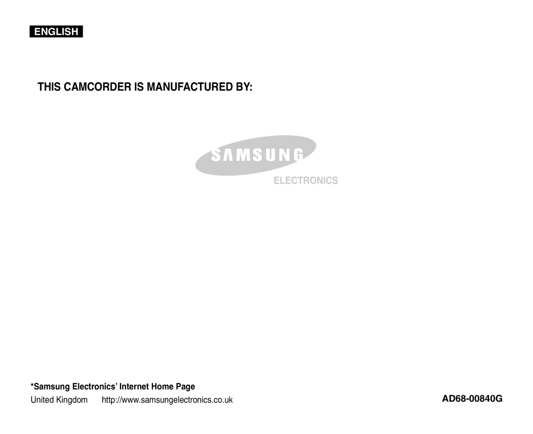 Samsung VP-D454(i), VP-D451(i), VP-D453(i), VP-D455(i) manual AD68-00840G 