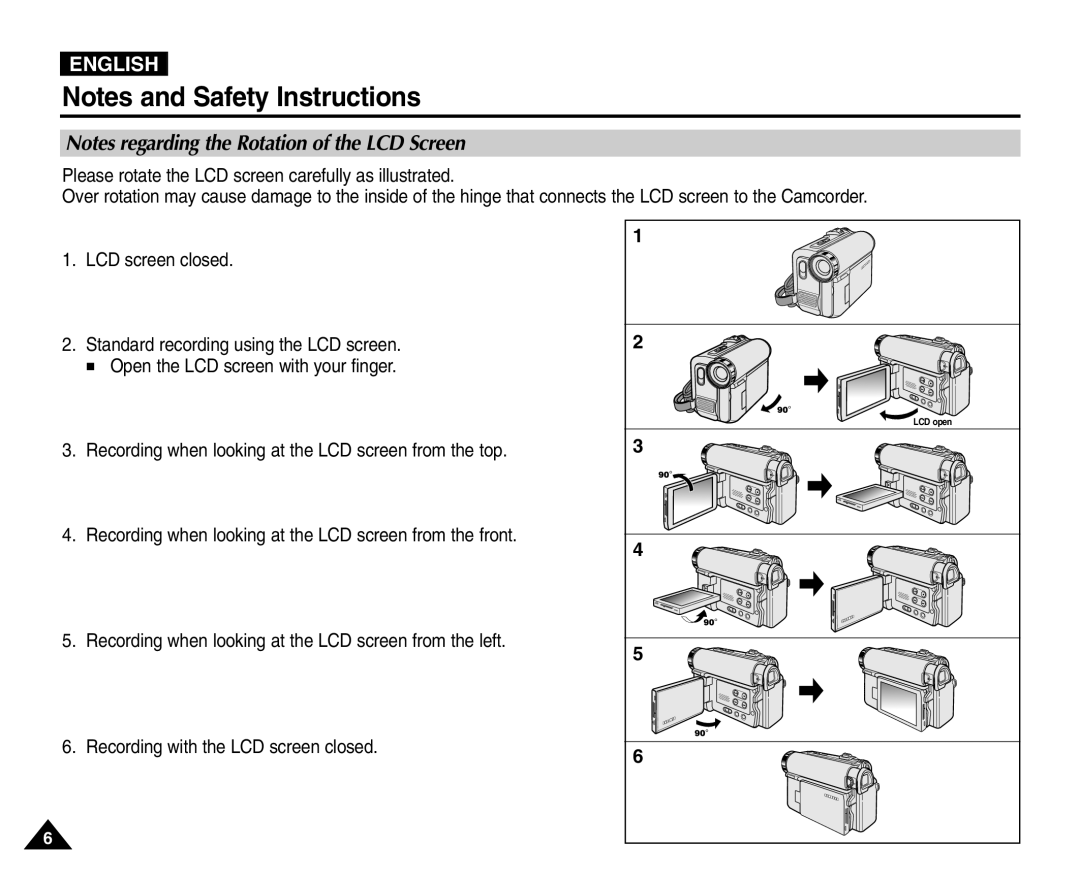 Samsung VP-D455(i), VP-D451(i), VP-D453(i), VP-D454(i) manual LCD open 