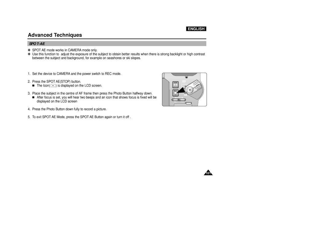 Samsung VP-D5000i instruction manual Spot-Ae 