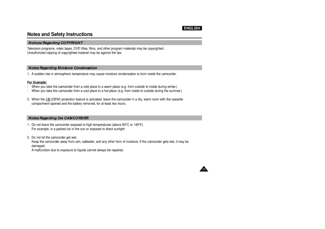 Samsung VP-D5000i instruction manual For Example 