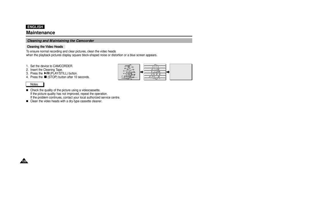 Samsung VP-D5000i instruction manual Cleaning and Maintaining the Camcorder, Cleaning the Video Heads 