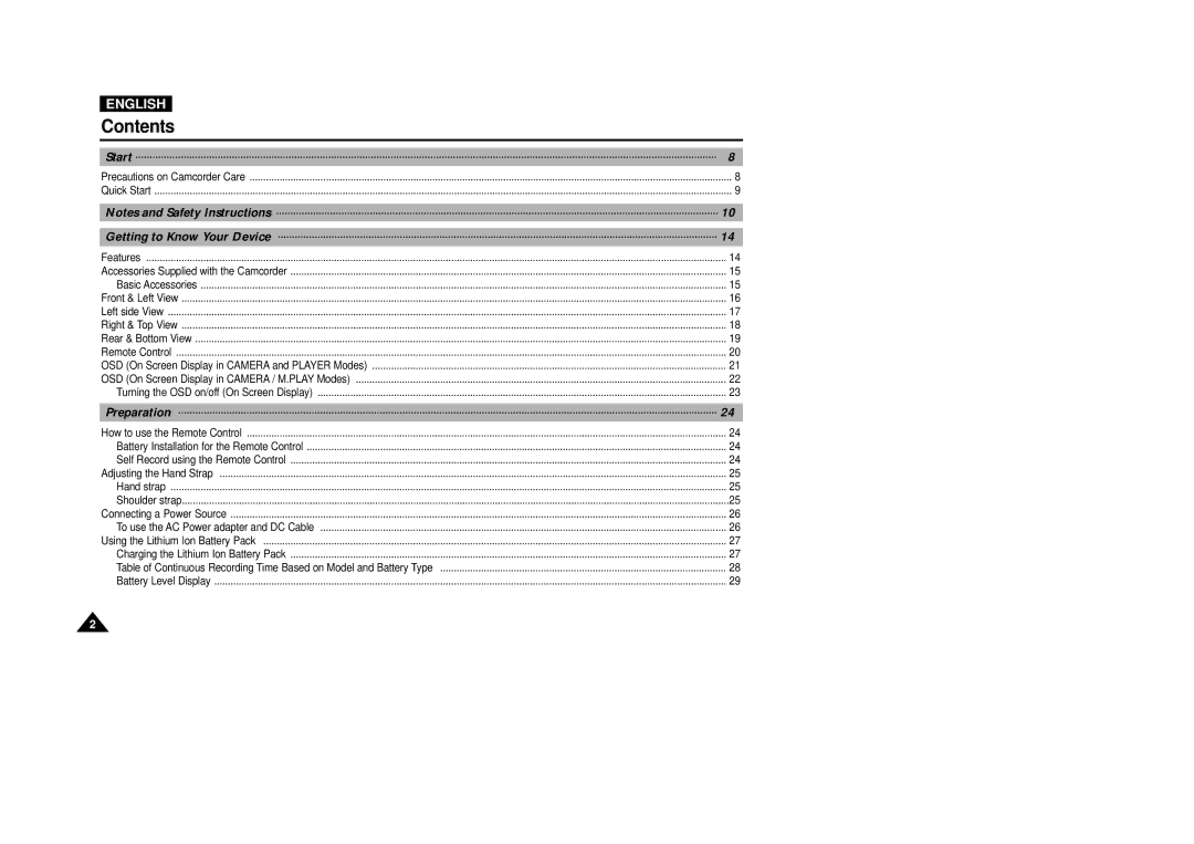 Samsung VP-D5000i instruction manual Contents 