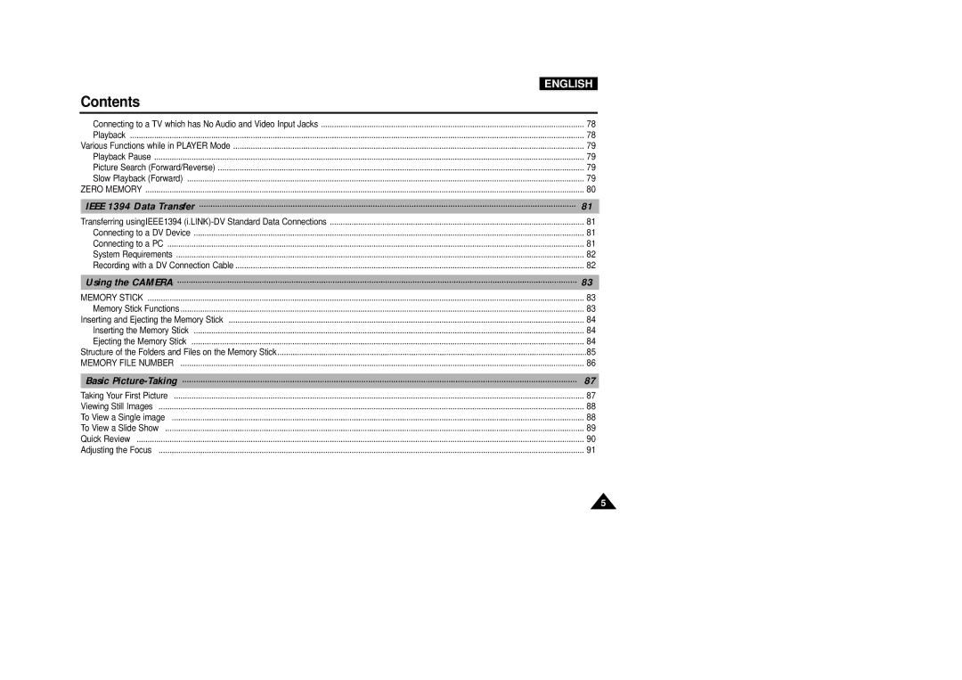 Samsung VP-D5000i instruction manual Ieee 1394 Data Transfer 