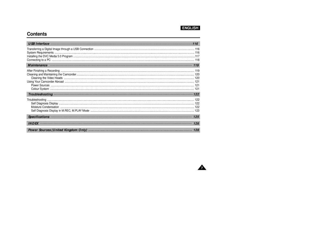 Samsung VP-D5000i instruction manual Index 