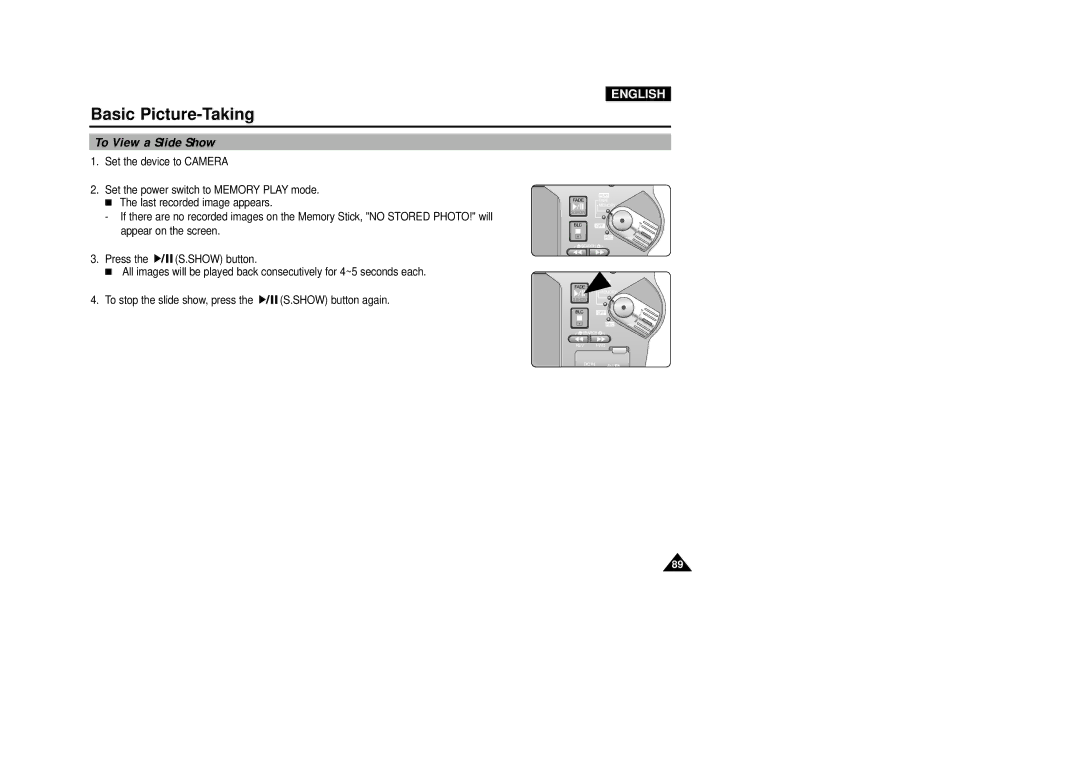 Samsung VP-D5000i instruction manual To View a Slide Show 