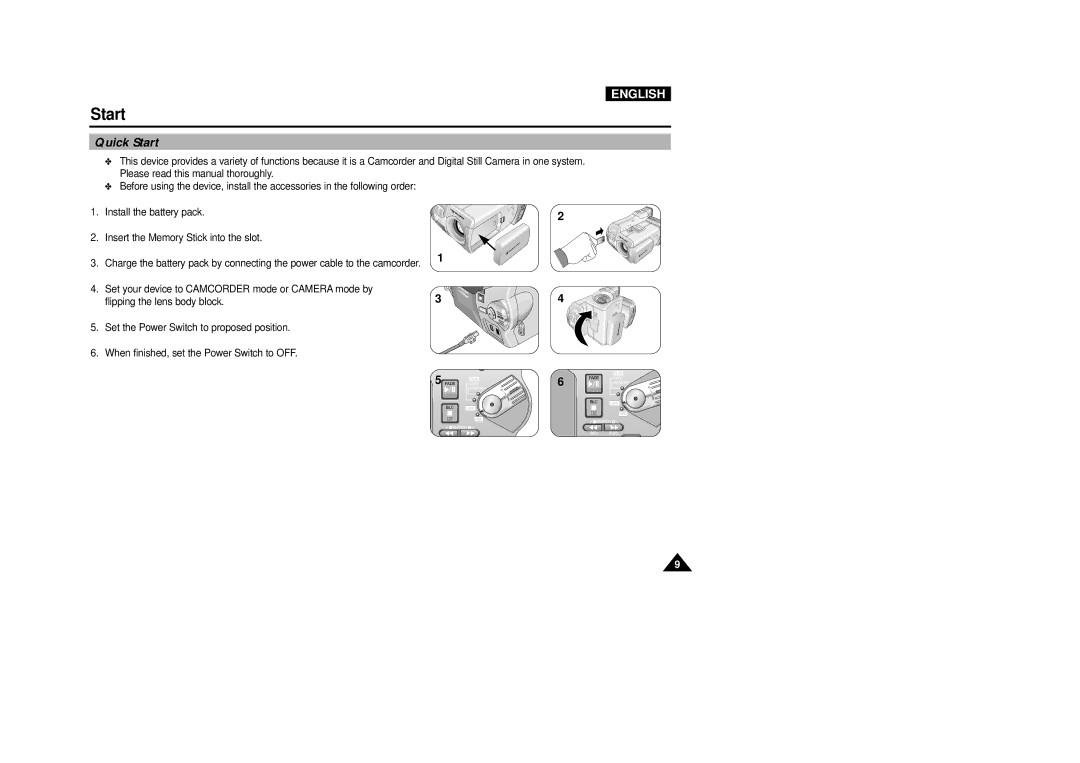 Samsung VP-D5000i instruction manual Quick Start 