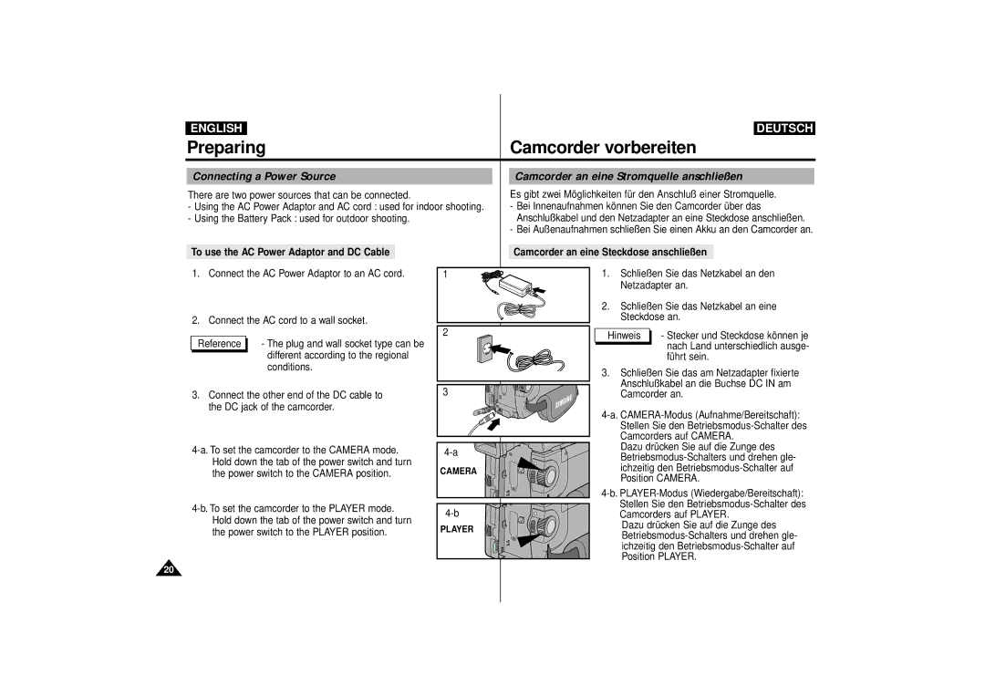 Samsung VP-D63, VP-D55 manual Führt sein 