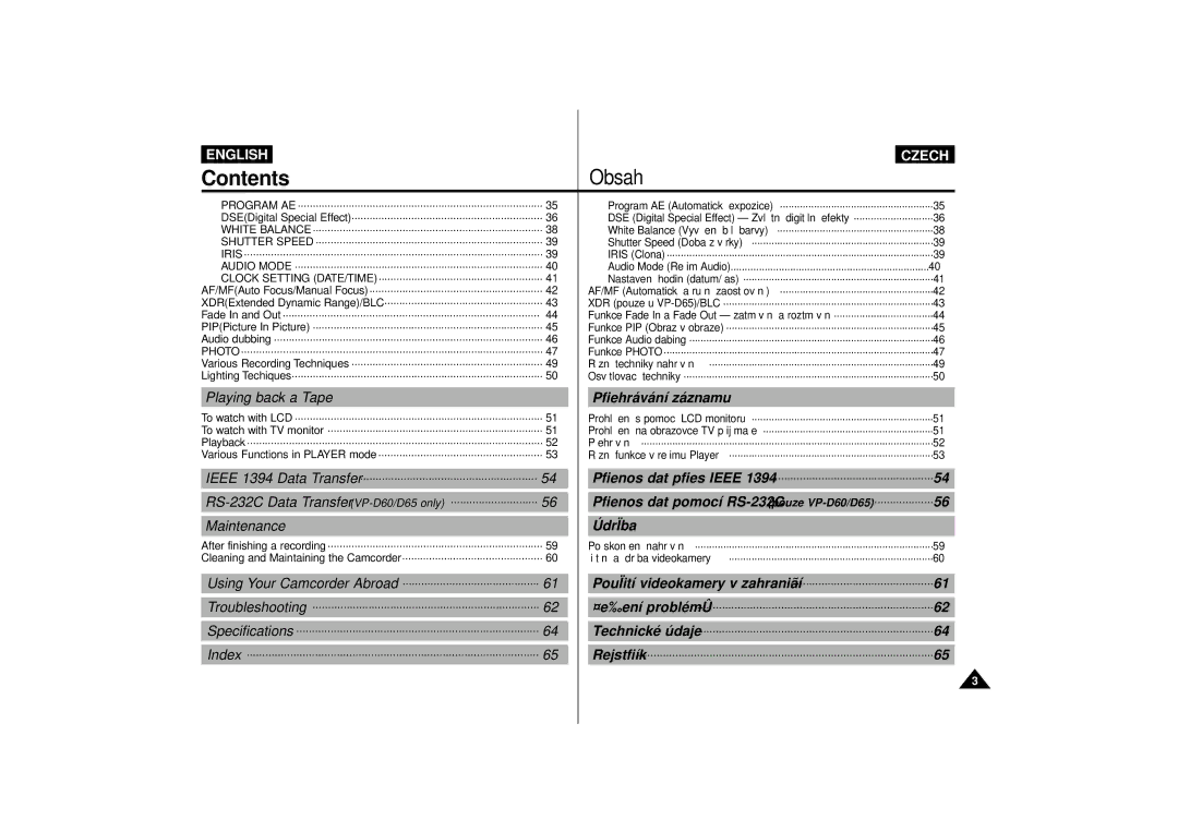 Samsung VP-D60, VP-D65 manual Playing back a Tape, Maintenance 