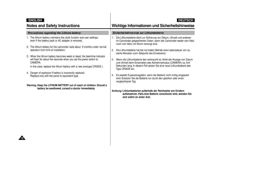 Samsung VP-D80/D81, VP-D80i/D81i manual Camera 