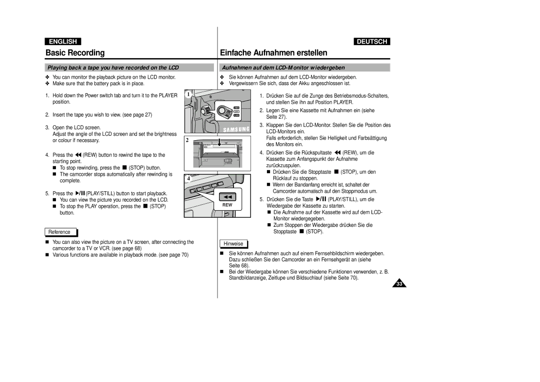 Samsung VP-D80i/D81i, VP-D80/D81 manual Stop 