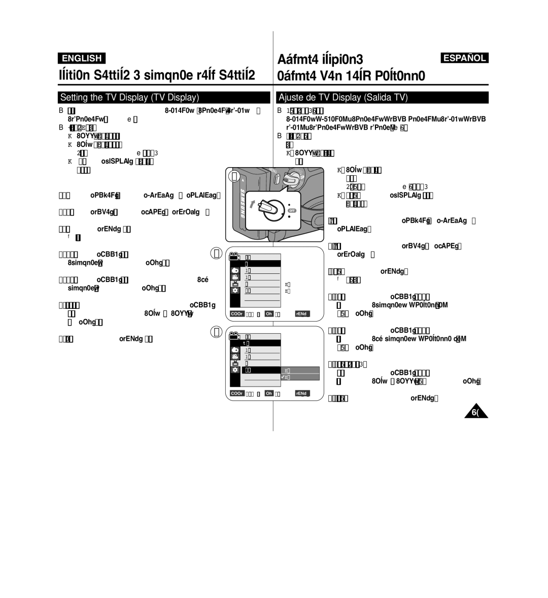 Samsung VP-D963i manual Setting the TV Display TV Display, Ajuste de TV Display Salida TV 