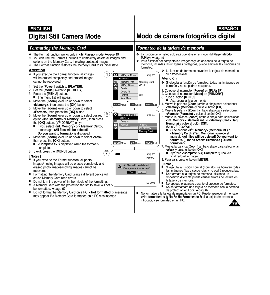 Samsung VP-D963i manual Atención 