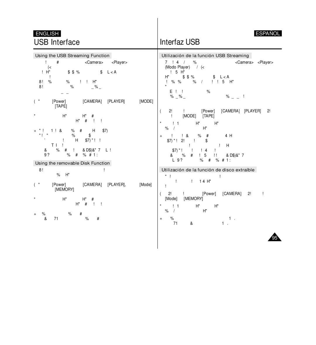 Samsung VP-D963i manual Using the USB Streaming Function, Using the removable Disk Function 