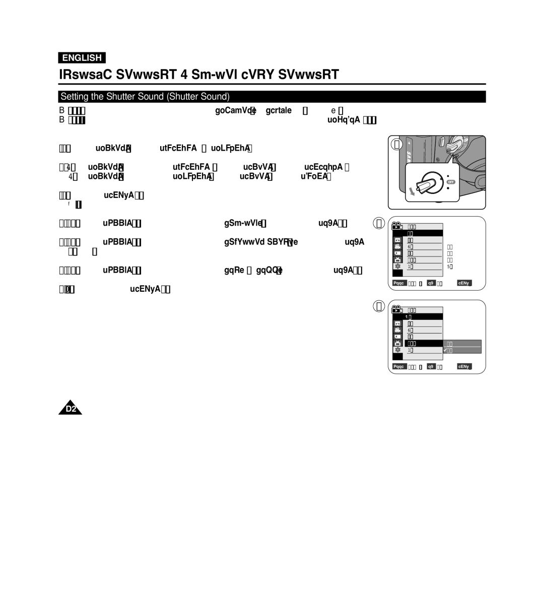 Samsung VP-D965Wi manual Setting the Shutter Sound Shutter Sound, Press the Menu button Menu list will appear 