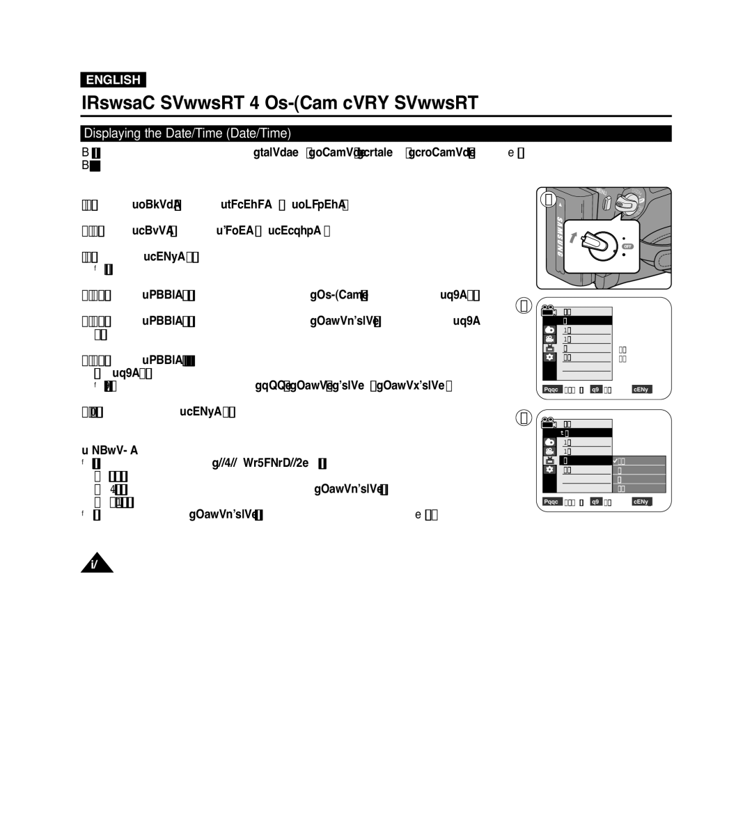 Samsung VP-D965Wi manual Displaying the Date/Time Date/Time, Set the Power switch to Camera or Player 