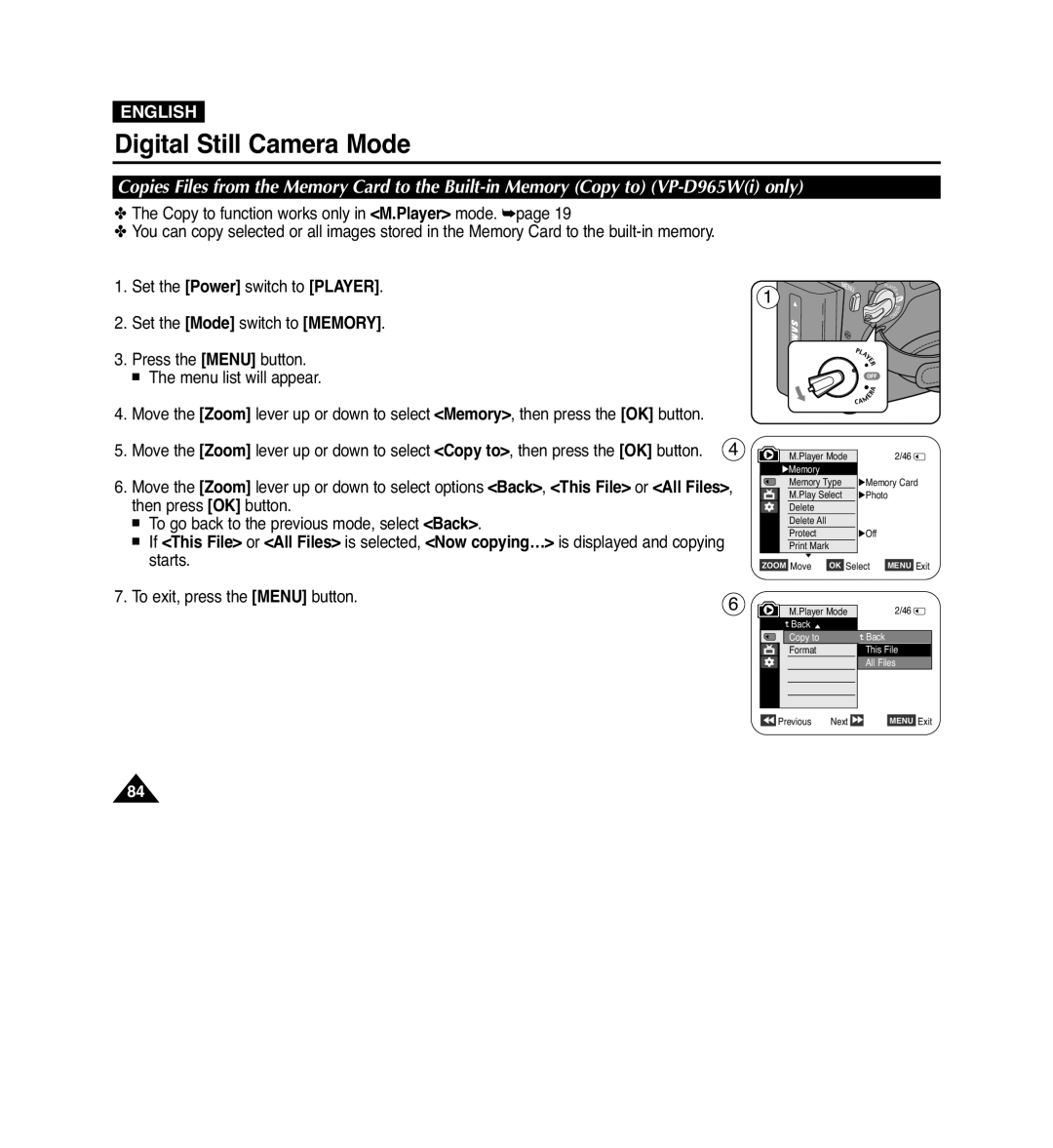 Samsung VP-D965Wi manual Back Copy to 