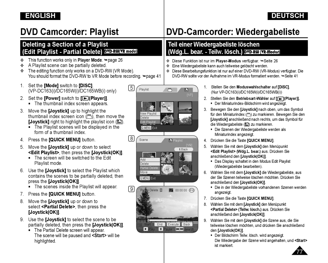 Samsung VP-DC165WI/UMG, VP-DC165WI/HAC, VP-DC165WI/MEA, VP-DC165WI/XEV manual Back Add Delete 