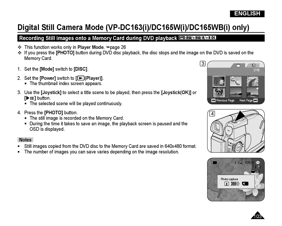 Samsung VP-DC165WI/XEV, VP-DC165WI/HAC, VP-DC165WI/UMG, VP-DC165WI/MEA manual Selected scene will be played continuously 