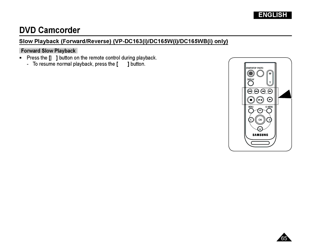 Samsung VP-DC165WI/UMG, VP-DC165WI/HAC, VP-DC165WI/MEA, VP-DC165WI/XEV manual DVD Camcorder 