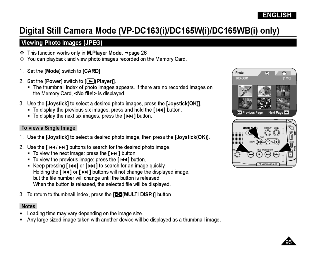 Samsung VP-DC165WI/XEV, VP-DC165WI/HAC, VP-DC165WI/UMG, VP-DC165WI/MEA manual To view a Single Image 