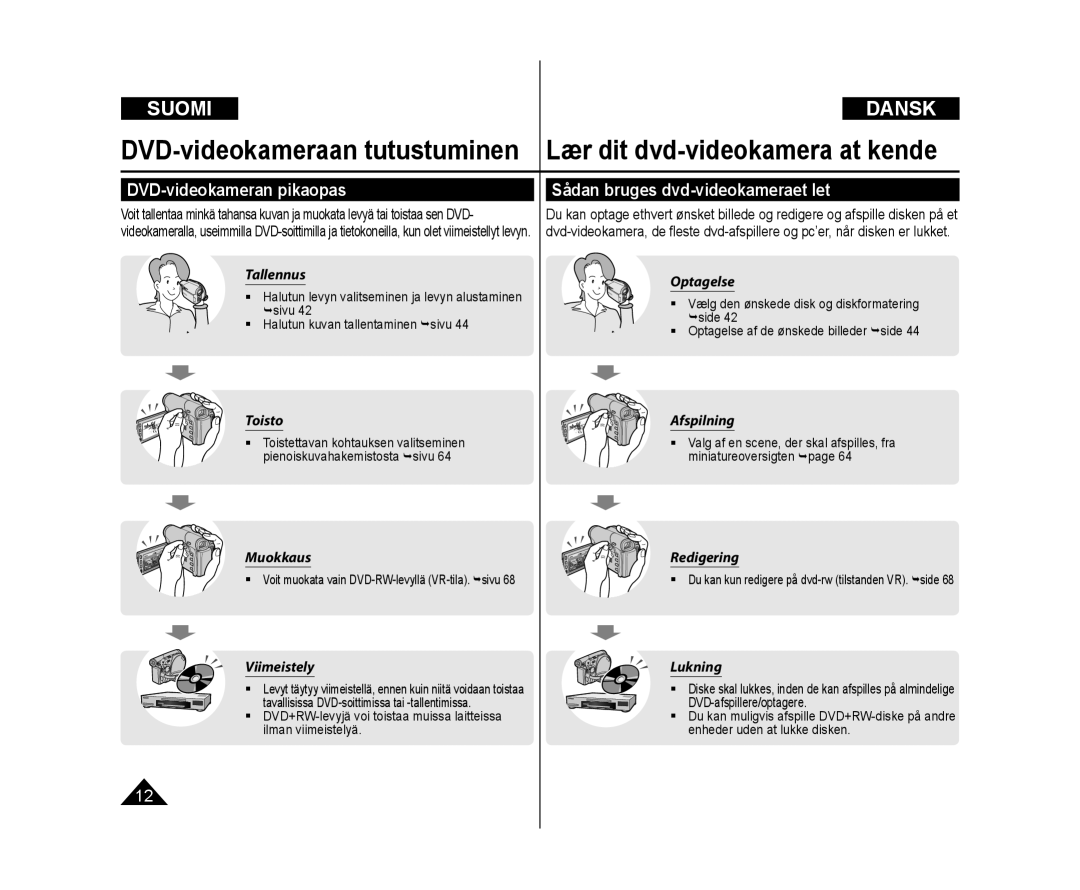 Samsung VP-DC171/XEE manual Toistettavan kohtauksen valitseminen, Pienoiskuvahakemistosta sivu Miniatureoversigten page 