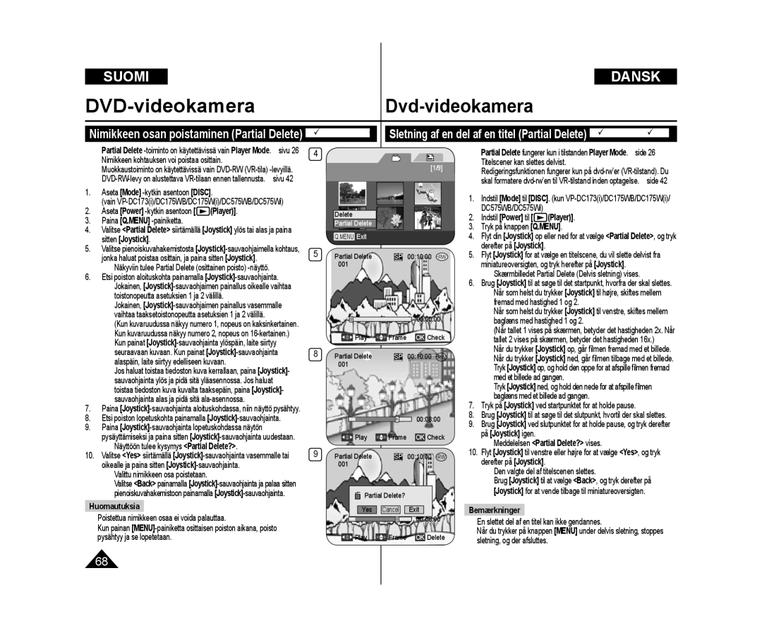 Samsung VP-DC172W/XEE, VP-DC171/XEE, VP-DC171W/XEE manual DVD-RW VR-tila, På Joystick igen 