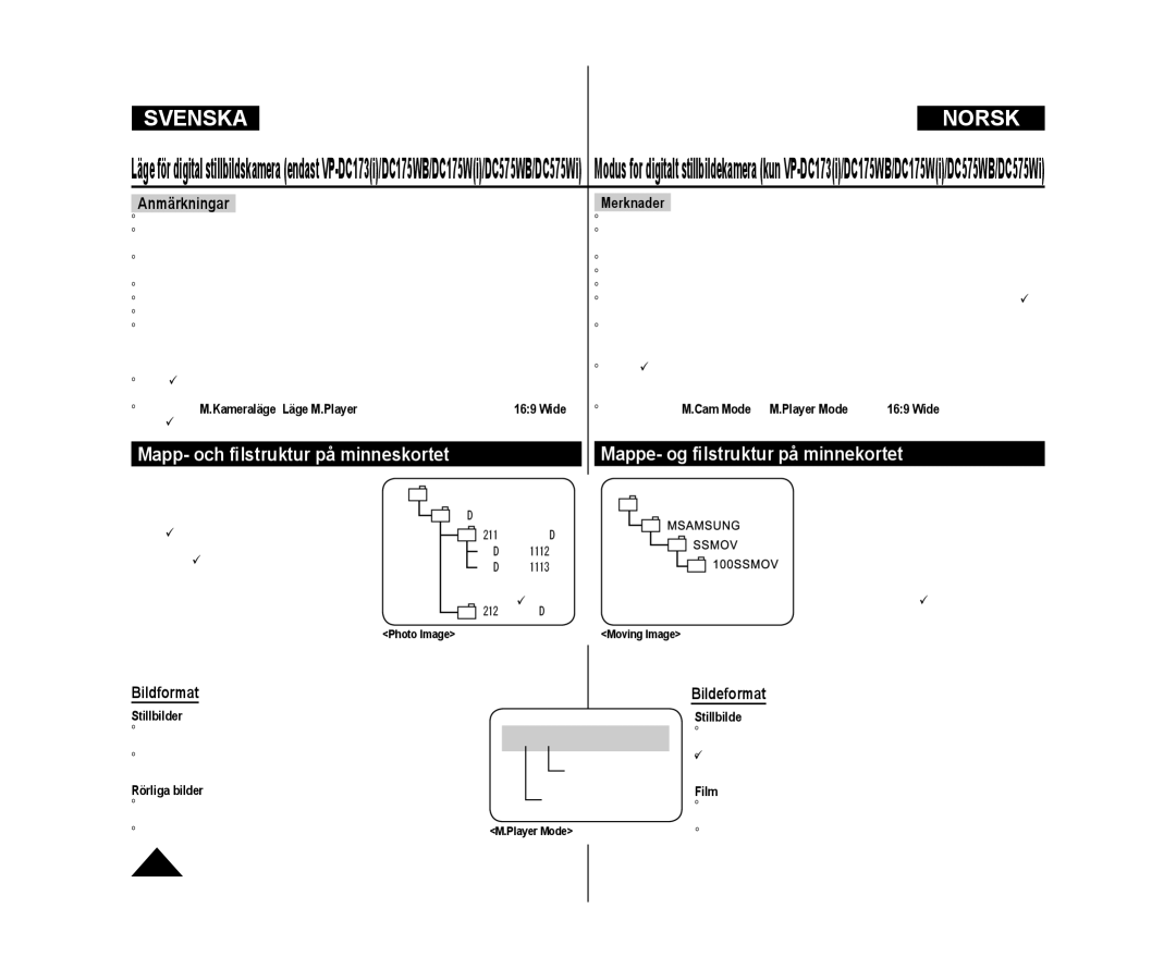 Samsung VP-DC171/XEE, VP-DC171W/XEE, VP-DC172W/XEE manual Bildformat, Bildeformat 