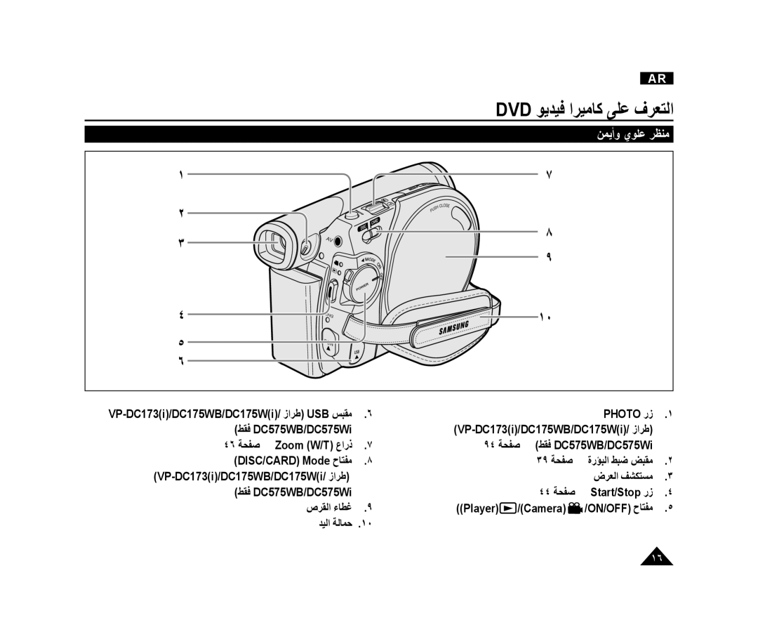 Samsung VP-DC171/CAN, VP-DC173/AND, VP-DC175WI/UMG, VP-DC175WB/AND manual ﻦﻤﻳﺃﻭ ﻱﻮﻠﻋ ﺮﻈﻨﻣ, Photo ﺭﺯ ﻂﻘﻓ DC575WB/DC575Wi 