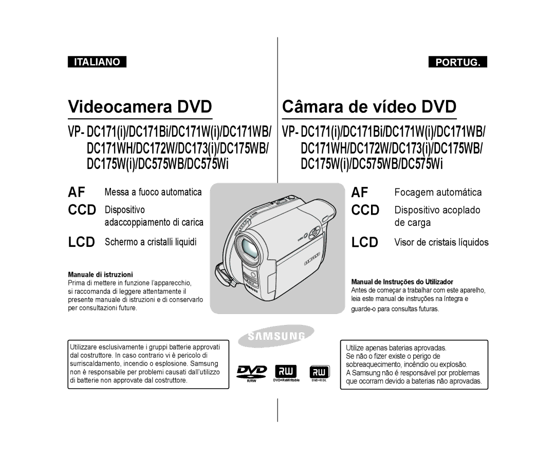 Samsung VP-DC171/XEF, VP-DC171W/XEF manual DC175Wi/DC575WB/DC575Wi, Schermo a cristalli liquidi, Adaccoppiamento di carica 