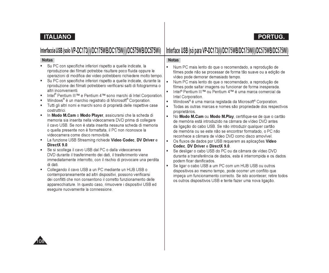 Samsung VP-DC575WB/XEF, VP-DC171/XEF, VP-DC171W/XEF, VP-DC171WB/XEF, VP-DC175W/XEF, VP-DC171WH/XEF manual 108 