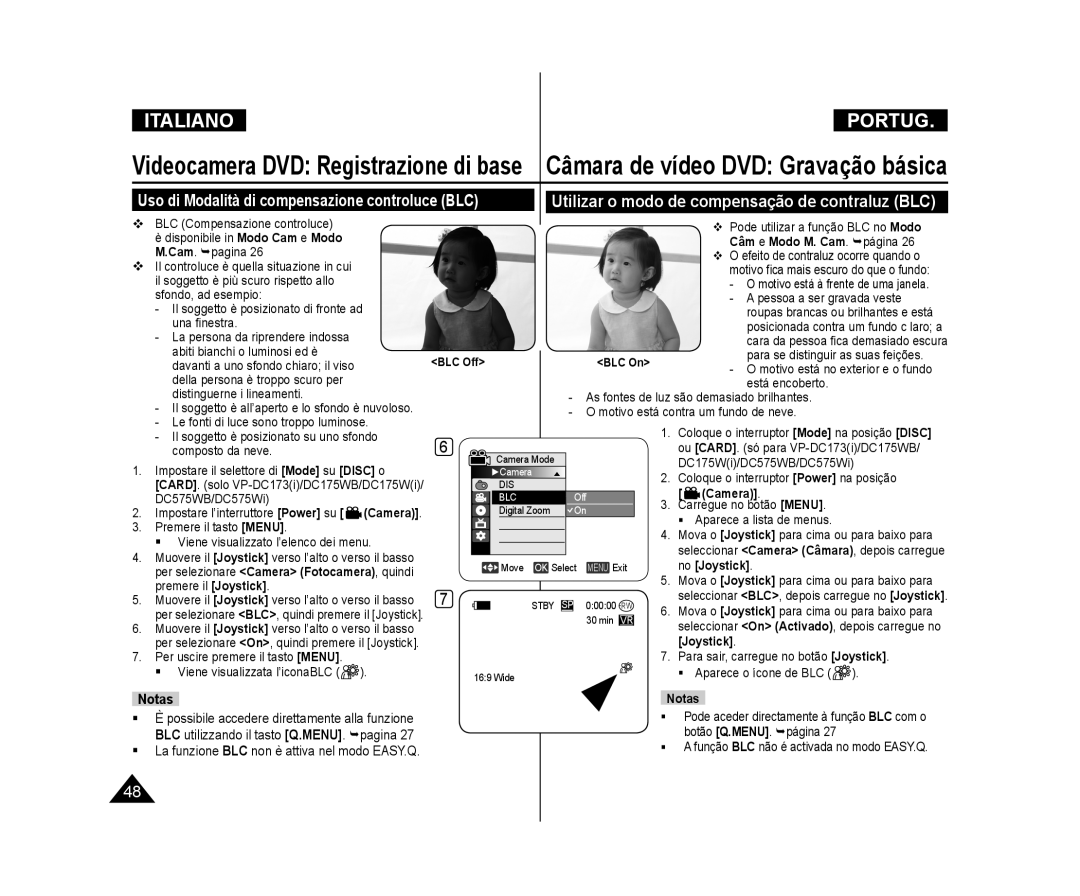 Samsung VP-DC575WB/XEF, VP-DC171/XEF, VP-DC171W/XEF, VP-DC171WB/XEF, VP-DC175W/XEF, VP-DC171WH/XEF Câm e Modo M. Cam. página 