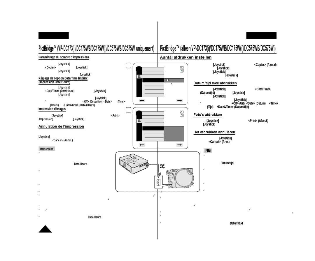 Samsung VP-DC171W/KIT, VP-DC575WB/XEF, VP-DC175WB/XEF, VP-DC171/XEF, VP-DC575WB/XEU, VP-DC173/XEF Aantal afdrukken instellen 