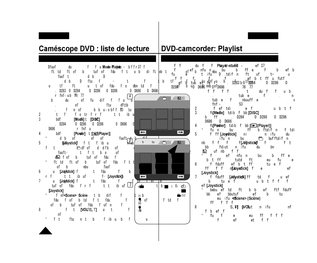 Samsung VP-DC171/BAT manual Lecture de la liste de lecture DVD-RWVR mode, Playlist afspelen DVD-RWVR stand, Le Joystick 