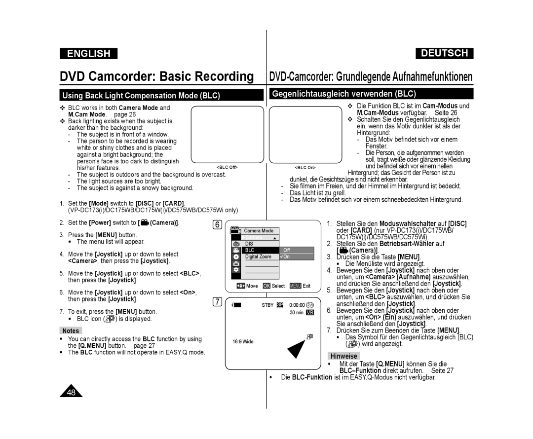 Samsung VP-DC171I/COL, VP-DC575WB/XEF, VP-DC175WB/XEF, VP-DC171W/KIT manual Cam Mode. page, Camera, then press the Joystick 