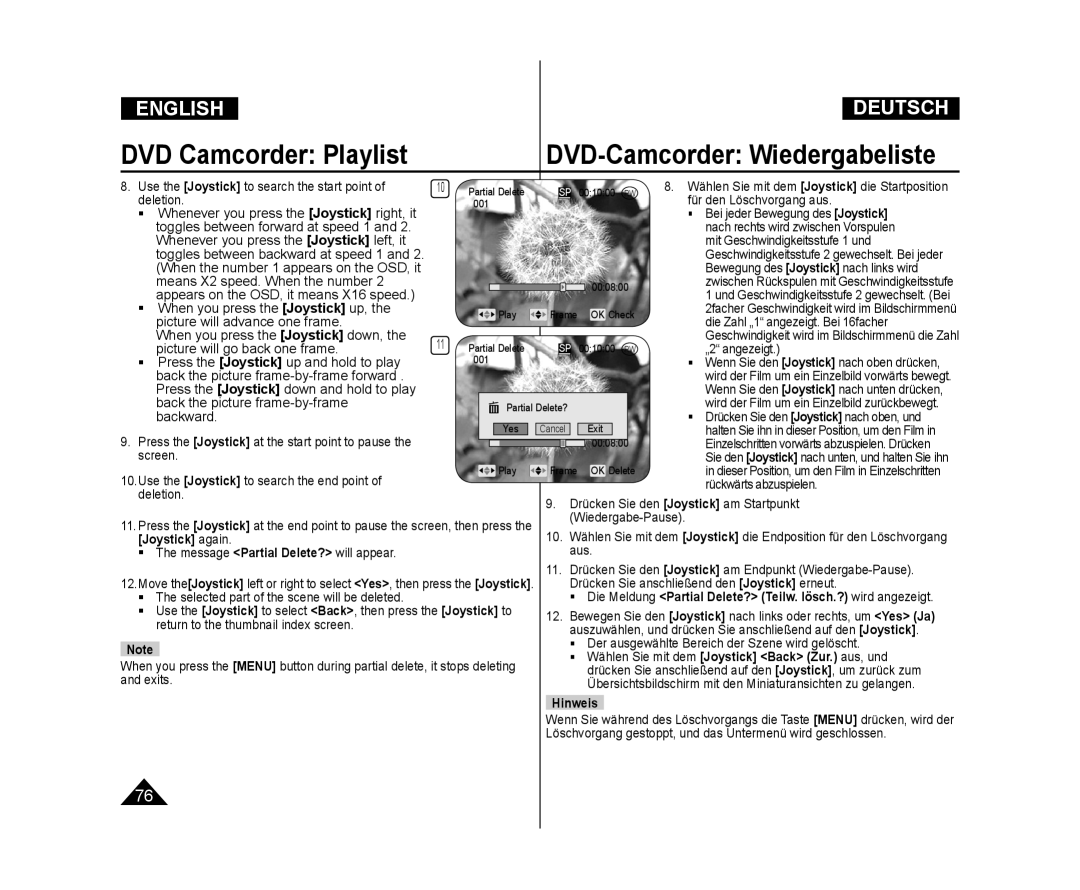 Samsung VP-DC171WB/CAN, VP-DC575WB/XEF, VP-DC175WB/XEF, VP-DC171W/KIT, VP-DC171/XEF, VP-DC575WB/XEU manual Joystick again 